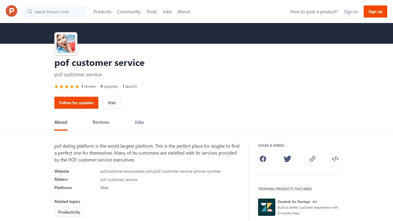 pof customer service - pof customer service | Product Hunt